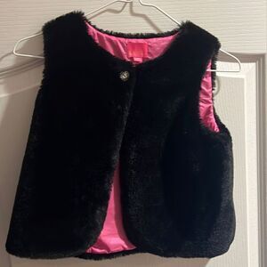 Lilly Pulitzer Girls Winston Faux Fur Vest Black Vest